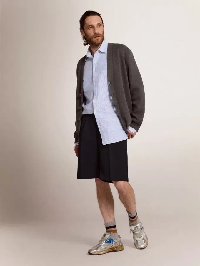 Herren-Bermudashorts aus dunkelblauer Wolle