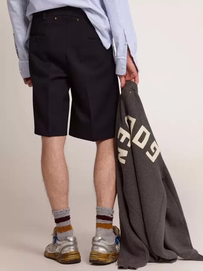Herren-Bermudashorts aus dunkelblauer Wolle
