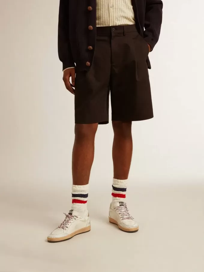 Herren-Bermudashorts aus schwarzer Baumwolle