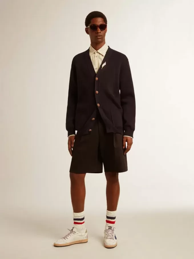 Herren-Bermudashorts aus schwarzer Baumwolle