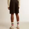 Herren-Bermudashorts aus schwarzer Baumwolle
