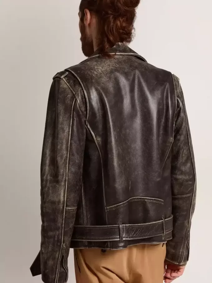 Herren-Bikerjacke aus Distressed-Leder