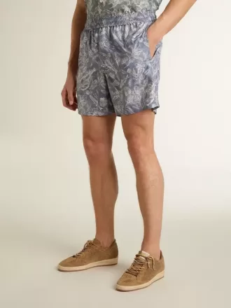 Herren-Boxershorts mit hellblau-weißem Marine-Print