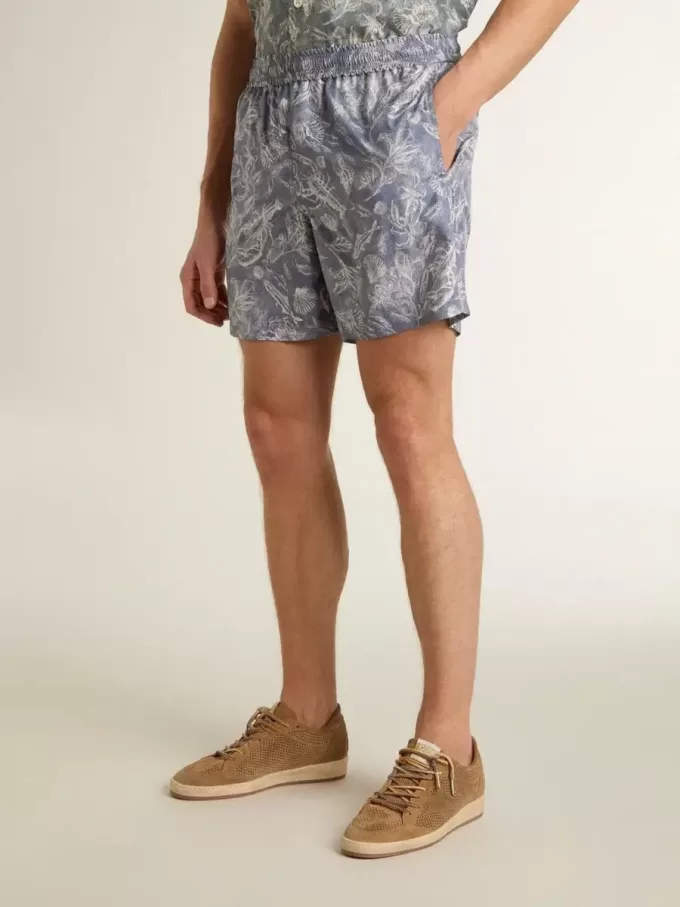 Herren-Boxershorts mit hellblau-weißem Marine-Print Herren-Boxershorts mit hellblau-weißem Marine-Print