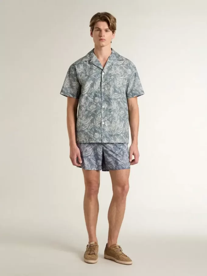 Herren-Boxershorts mit hellblau-weißem Marine-Print Herren-Boxershorts mit hellblau-weißem Marine-Print