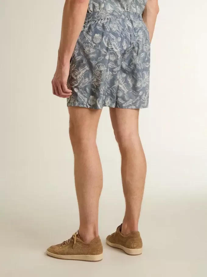 Herren-Boxershorts mit hellblau-weißem Marine-Print Herren-Boxershorts mit hellblau-weißem Marine-Print