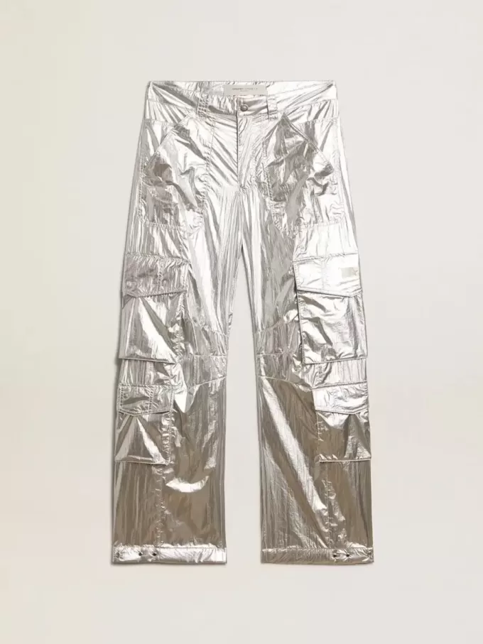 Herren-Cargohose aus silbernem Funktionsstoff