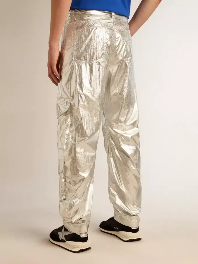Herren-Cargohose aus silbernem Funktionsstoff