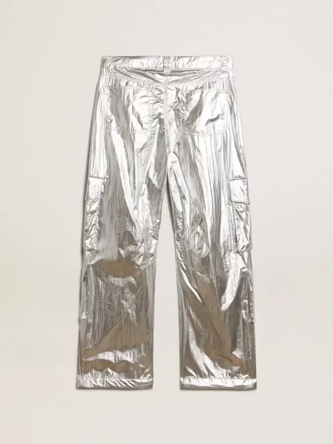 Herren-Cargohose aus silbernem Funktionsstoff