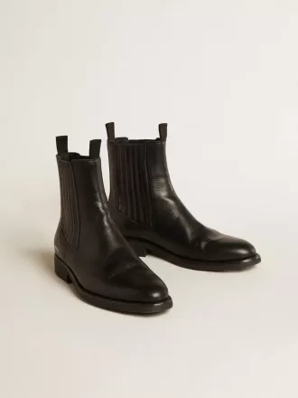 Herren-Chelsea-Stiefel aus schwarzem Leder