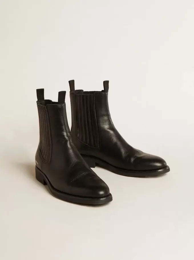Herren-Chelsea-Stiefel aus schwarzem Leder