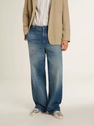 Herren-Chinos aus Denim mit Used-Details