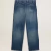 Herren-Chinos aus Denim mit Used-Details