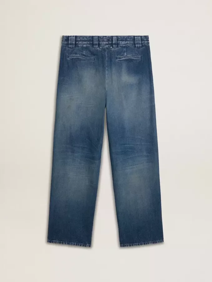 Herren-Chinos aus Denim mit Used-Details
