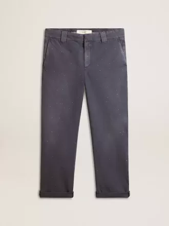 Herren-Chinos in Blau mit Used-Look