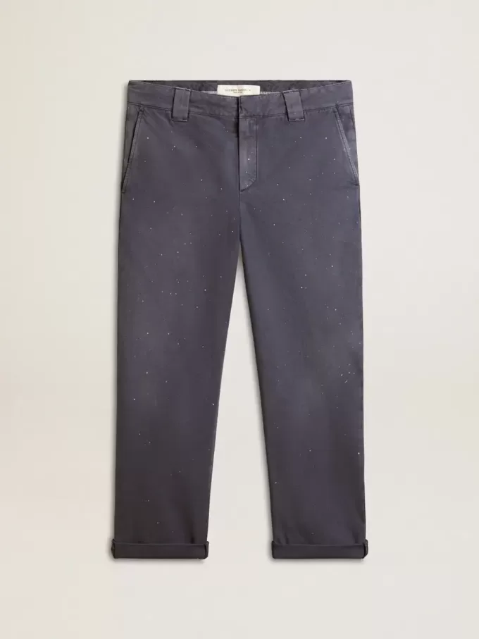 Herren-Chinos in Blau mit Used-Look