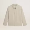 Herren-Coachjacke aus khakifarbener Wollmischung