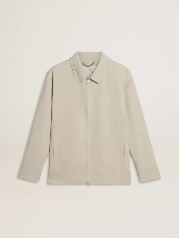 Herren-Coachjacke aus khakifarbener Wollmischung