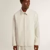 Herren-Coachjacke aus khakifarbener Wollmischung