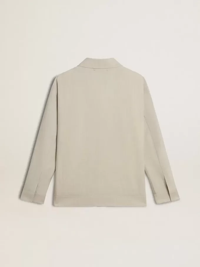 Herren-Coachjacke aus khakifarbener Wollmischung