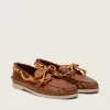 Herren-Cruise-Loafer aus tabakfarbenem Leder mit orangefarbenen Wanderschnürsenkeln