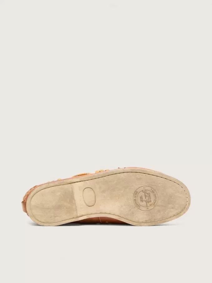Herren-Cruise-Loafer aus tabakfarbenem Leder mit orangefarbenen Wanderschnürsenkeln