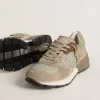 Herren-Dad-Star aus beigem Mesh und Wildleder mit silbernem Lederstern