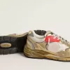 Herren-Dad-Star aus Mesh und goldfoliertem Leder mit weißem Lederstern