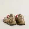 Herren-Dad-Star aus Mesh und goldfoliertem Leder mit weißem Lederstern