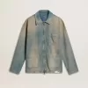 Herren-Jeansjacke im Used-Look mit Reißverschluss