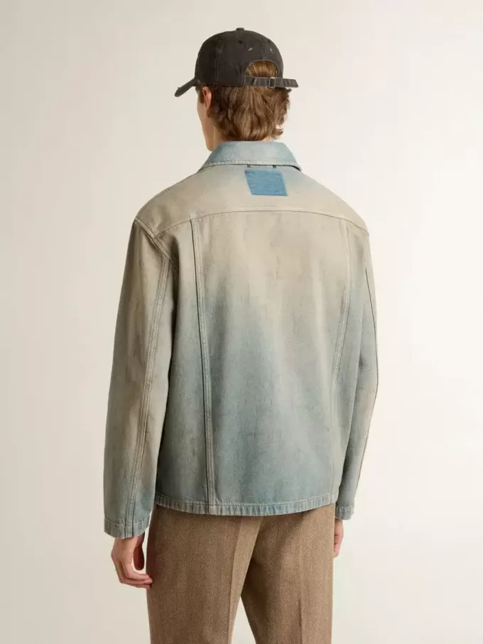 Herren-Jeansjacke im Used-Look mit Reißverschluss