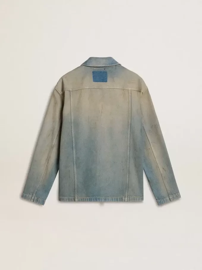Herren-Jeansjacke im Used-Look mit Reißverschluss