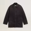Herren-Jeansjacke mit Used-Details und Lederkragen