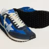 Herren-Marathon mit blauem Nylon-Obermaterial und weißem Stern