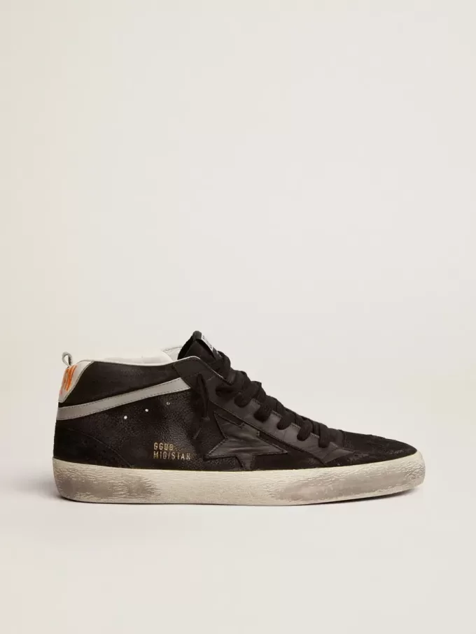 Herren-Mid Star aus Nubukleder mit schwarzem Lederstern und silbernem Flash