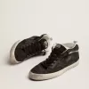 Herren-Mid Star aus Nubukleder mit schwarzem Lederstern und silbernem Flash