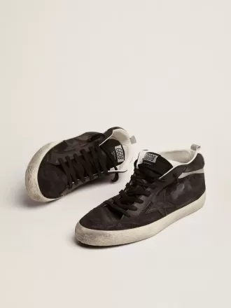 Herren-Mid Star aus Nubukleder mit schwarzem Lederstern und silbernem Flash