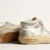 Herren-Mid Star aus silbermetallischem Leder mit elfenbeinfarbenem Stern