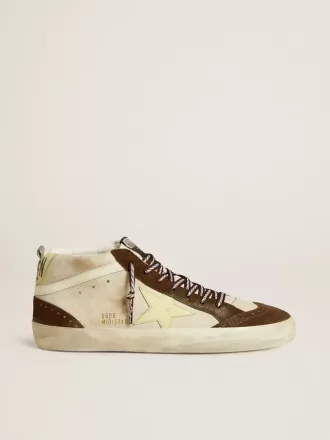Herren-Mid-Star in Beige mit Glitzer, gelbem Wildlederstern und Baumwollstreifen