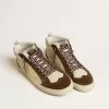 Herren-Mid-Star in Beige mit Glitzer, gelbem Wildlederstern und Baumwollstreifen