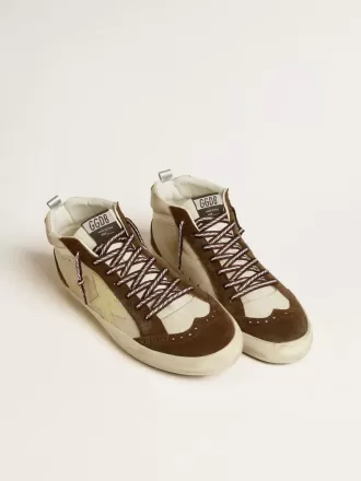 Herren-Mid-Star in Beige mit Glitzer, gelbem Wildlederstern und Baumwollstreifen
