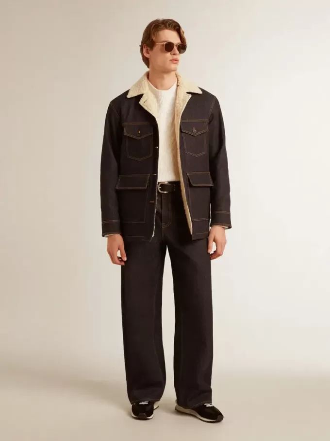 Herren-Peacoat-Jacke aus Denim Herren-Peacoat-Jacke aus Denim