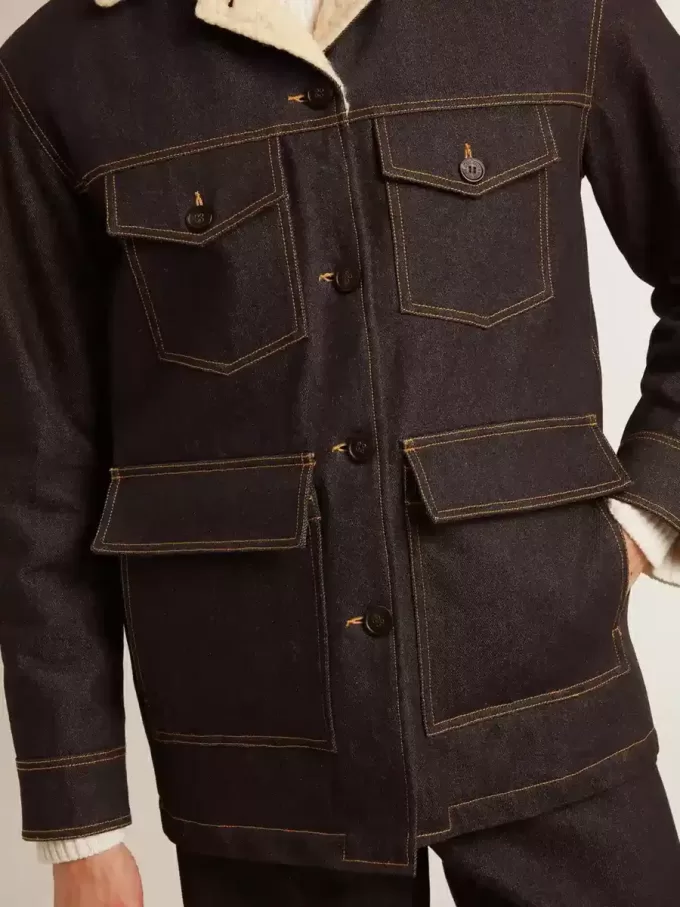 Herren-Peacoat-Jacke aus Denim Herren-Peacoat-Jacke aus Denim