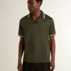Herren-Polohemd aus militärgrünem Jersey mit Stickerei