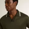 Herren-Polohemd aus militärgrünem Jersey mit Stickerei