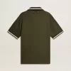 Herren-Polohemd aus militärgrünem Jersey mit Stickerei