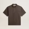 Herren-Poloshirt aus Baumwolle in Anthrazitgrau mit Stickerei