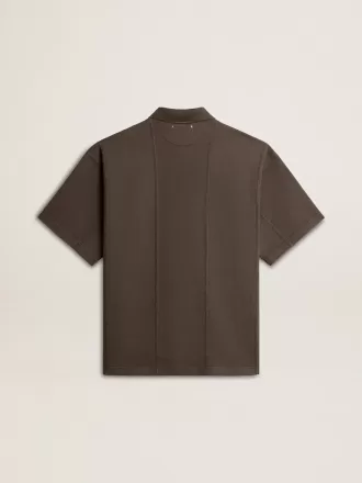 Herren-Poloshirt aus Baumwolle in Anthrazitgrau mit Stickerei