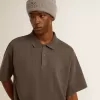 Herren-Poloshirt aus Baumwolle in Anthrazitgrau mit Stickerei