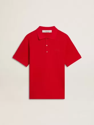 Herren-Poloshirt aus rotem Baumwollpiqué